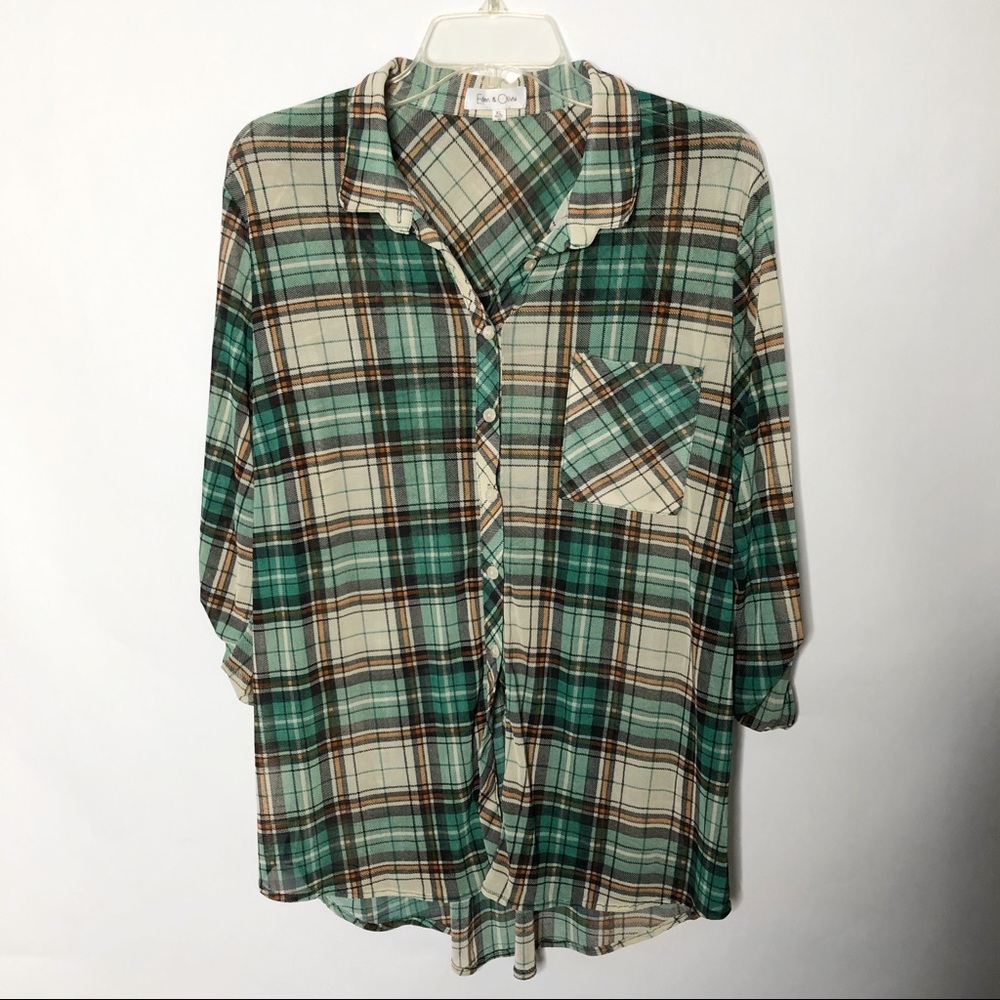 Eden & Olivia Strapped Long Sleeve Button Down Top with Front Pocket